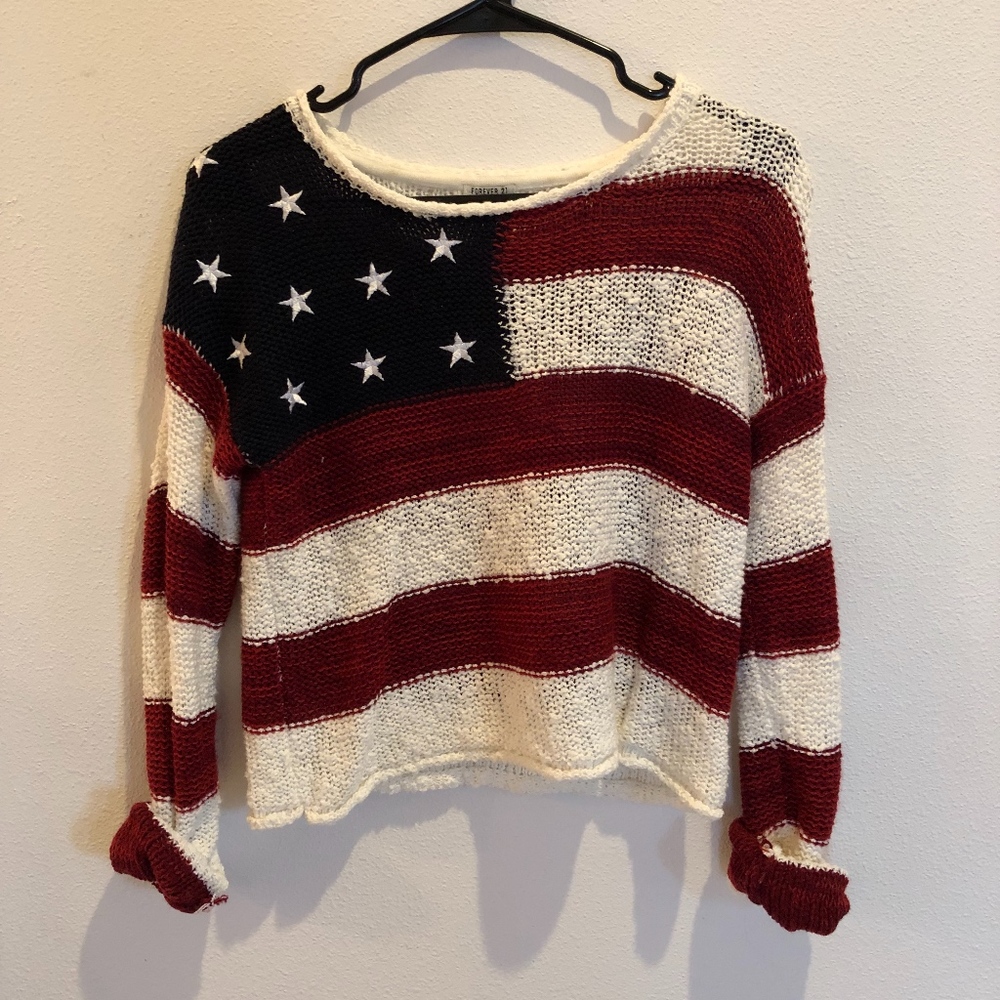 American Flag Cropped Sweater